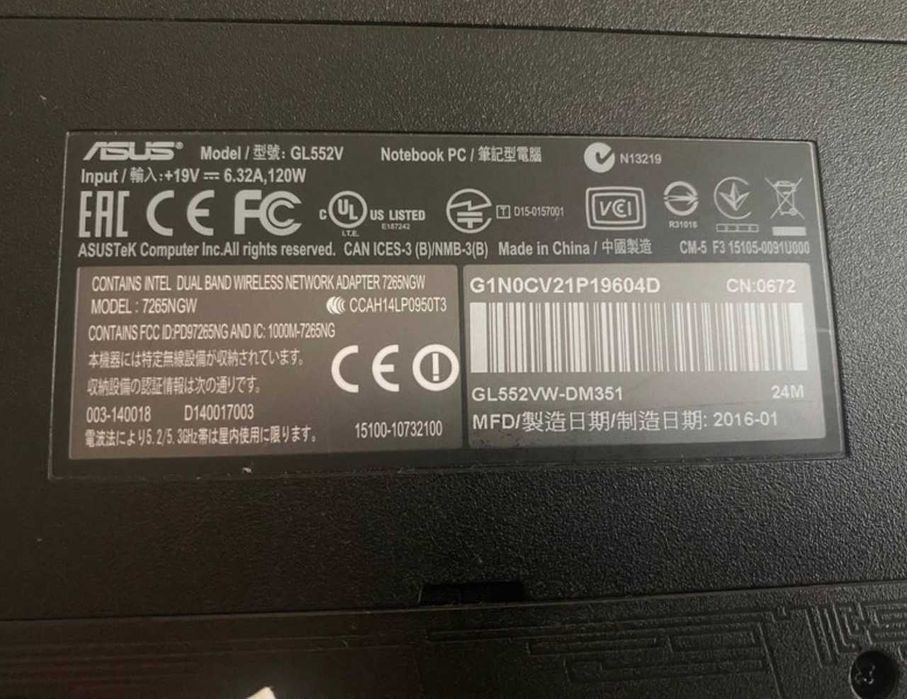 Laptop ASUS ROG GL552vw