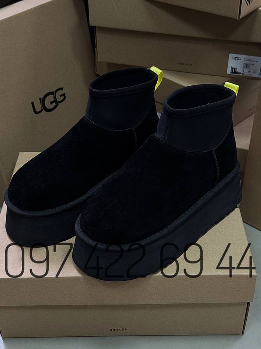 Уггі UGG Classic Mini Dipper Black Жіночі Угги UGG Classic Mini Dipper