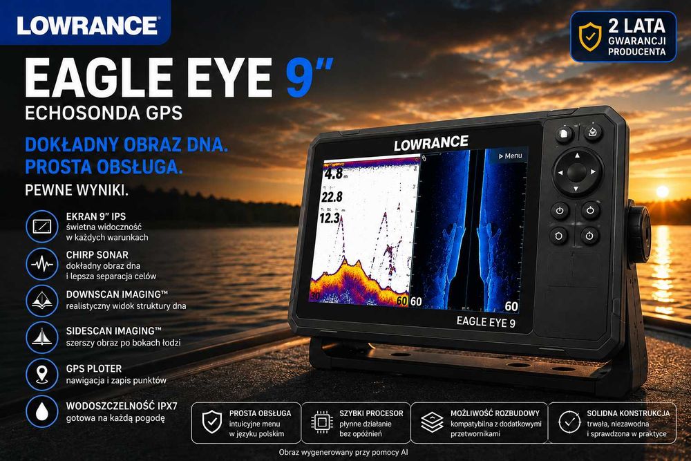 Lowrance Eagle Eye 9” LIVE – echosonda GPS + Live + CHIRP + DownScan