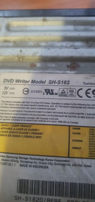 Dvd writer model sh-Sh-S182