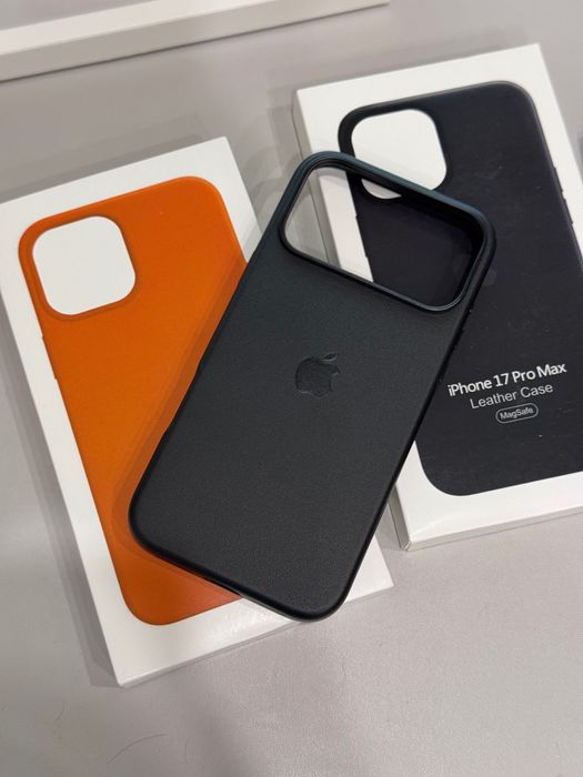 Кожаный чехол Leather Case iPhone 17 Pro Max (Black) MagSafe