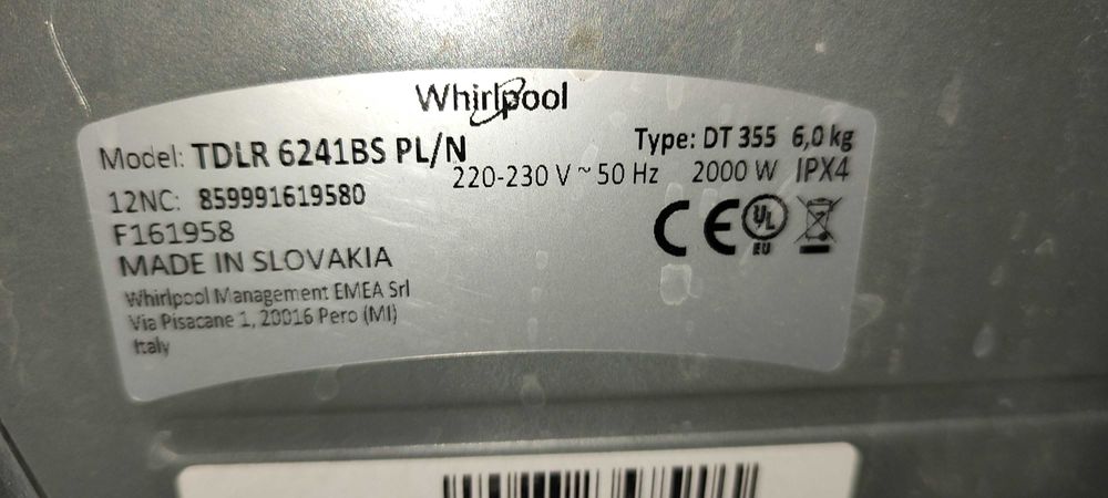 Pralka Whirlpool , ładowana od góry