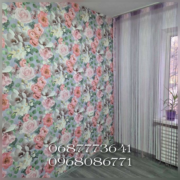 Поклейка обоев, покраска потолков и стен,декоративная штукатурка!