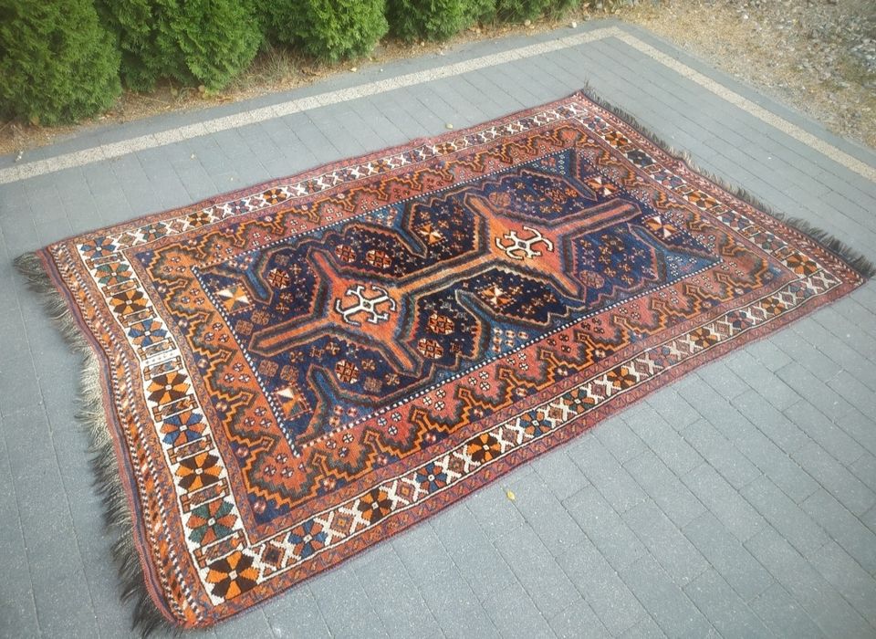 Antyczny Dywan Perski Shiraz Wełniany Ręcznie Tkany