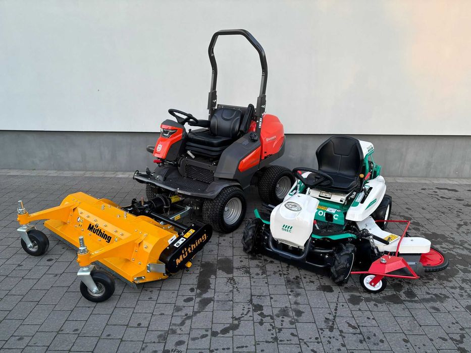 Rider Husqvarna P 525DX z kosiarką bijak. Muthing FM160 + OREC RMK180