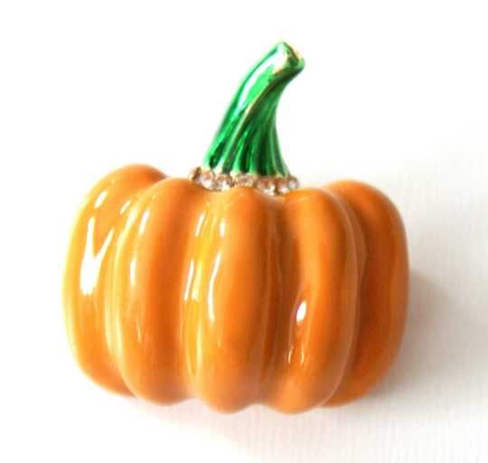 Cudowna Broszka Dynia Emaliowana Halloween Październik Nowa