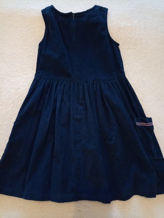 Granatowa sztrusowa sukienka roz 128 7-8 lat smyk codzienna, wyszywana