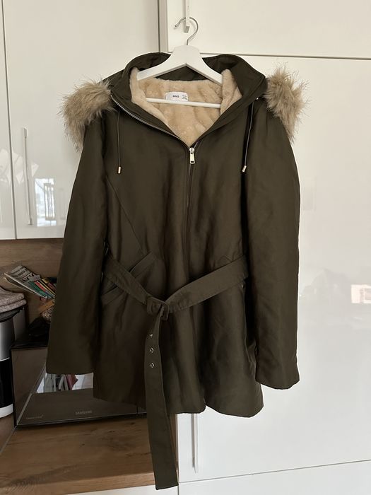 Nowa kurtka taliowana z paskiem Mango L khaki
