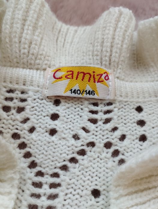 Biały/ecru elegancki sweterek/bolerko/kardigan 140/146cm komunia
