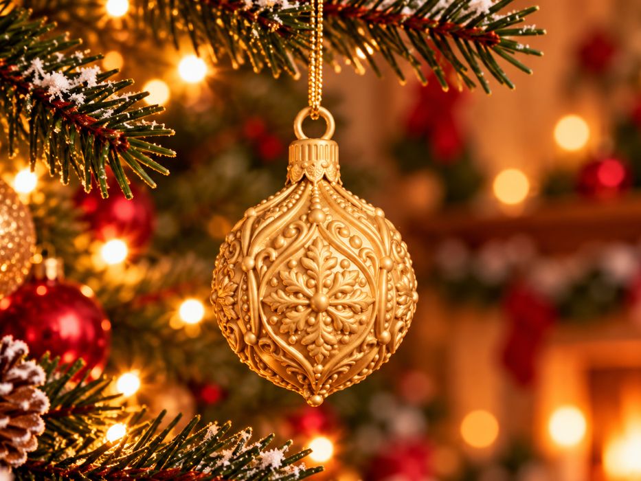 Bola de Natal decorativa estilo barroco dourada