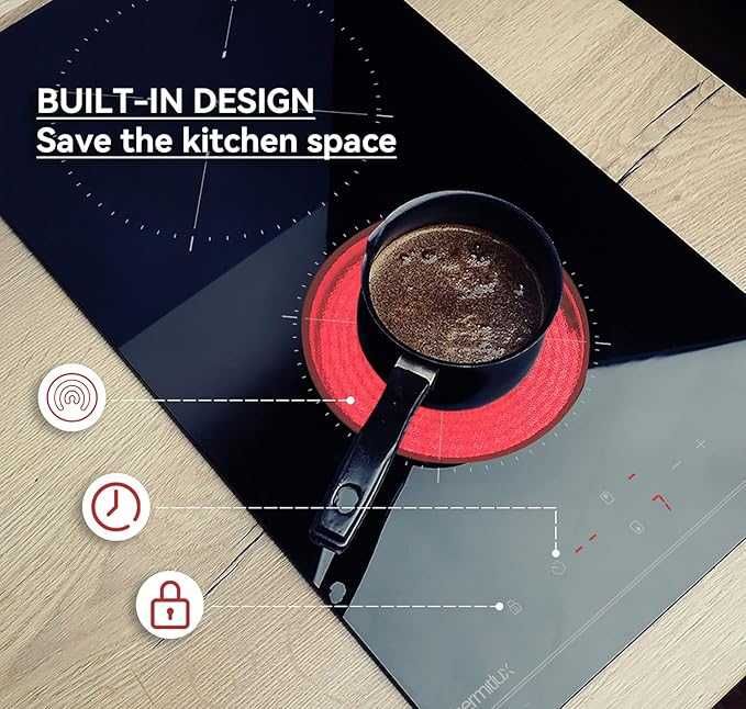 Hermitlux Płyta Ceramiczna z Wtyczką 29 cm 9 Poziomów Mocy Timer 3000W