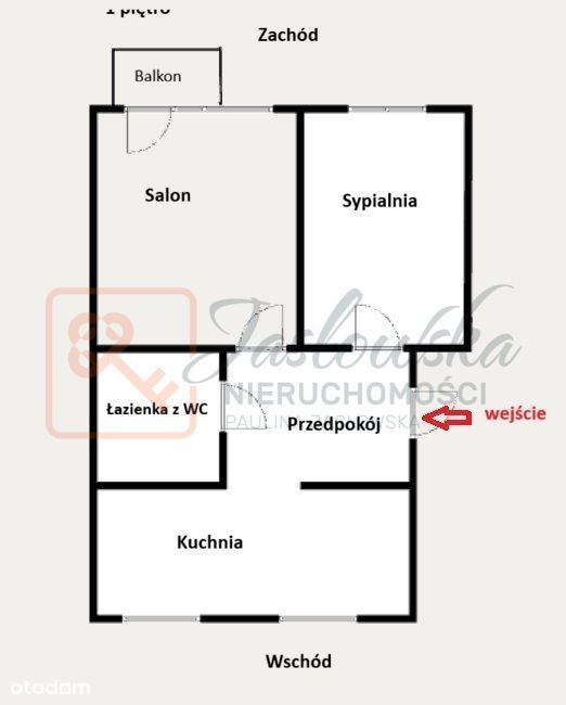 48m2, 1piętro, 2 pokoje, ul. Miłocińska