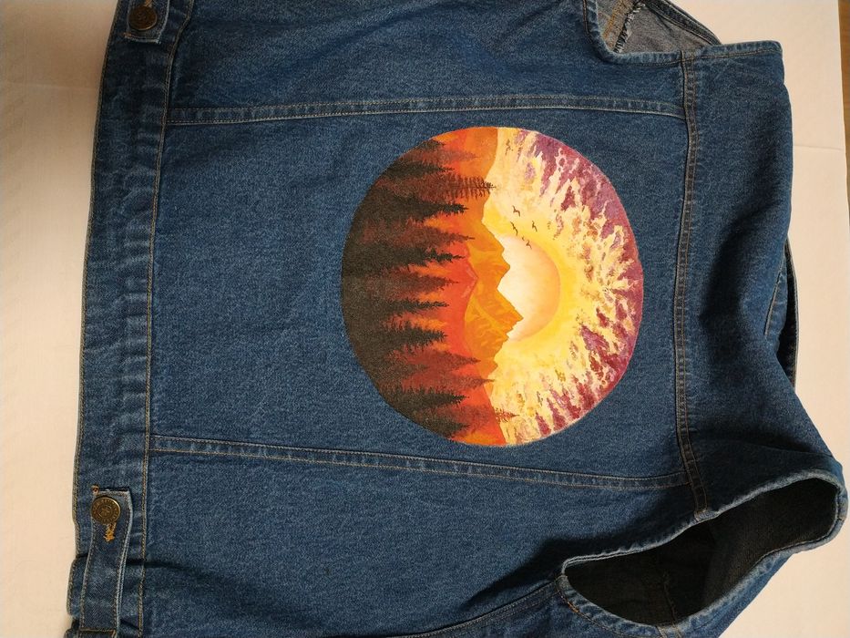 Джинсова жилетка, джинсовка, ручний розпис handmade