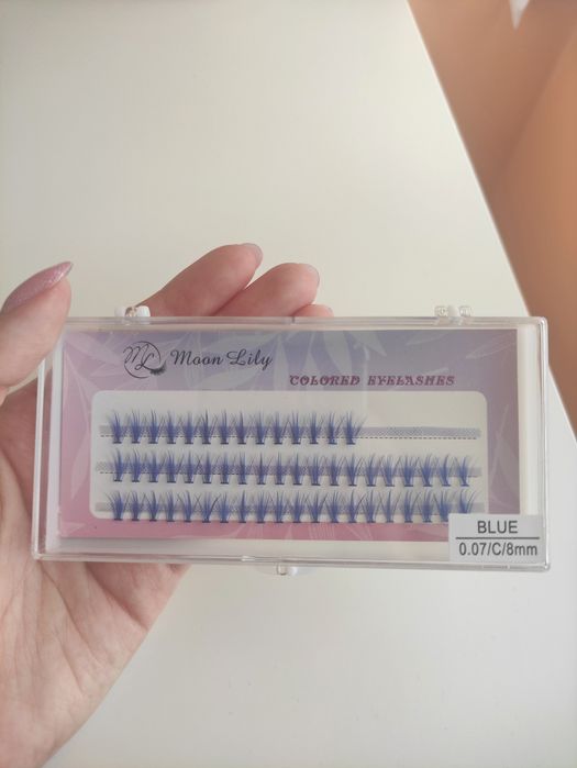 Moon Lily kolorowe niebieskie granatowe rzęsy kępki rzęs 8mm 20D curlC
