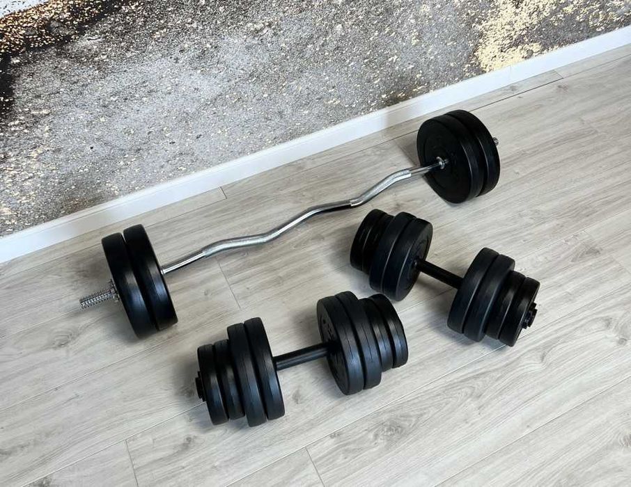 Штанга W-подібна на 25 кг + Дві гантелі по 16 кг від RN-Sport: 2 950 ...