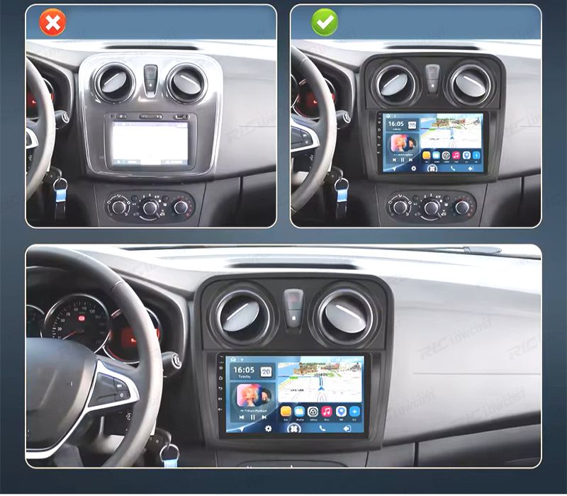 RÁDIO GPS 9'' ANDROID 13 RENAULT SANDERO 14-17 2 DIN 4GB+64GB
