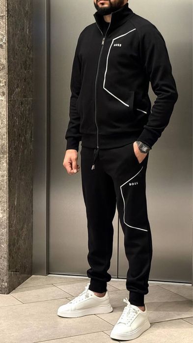 HUGO BOSS мужской брендовый спортивный костюм оригинал штаны зип худи