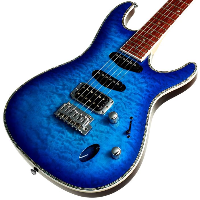 Gitara elektryczna Ibanez SA360NQM Sapphire Blue z futerałem.