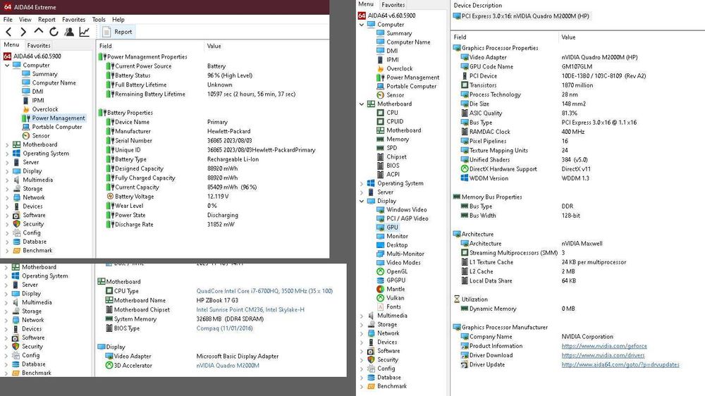 Ноутбук HP 17 G3 17" i7-6700HQ/32GB /256GB + 1TB /NVIDIA M2000M