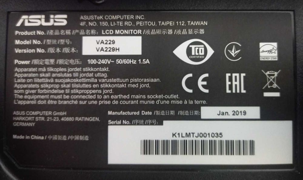 Vendo monitor para pc Asus VA229