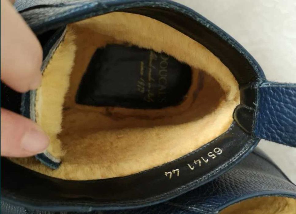 Зимняя мужская обувь Doucal's туфли мех италия ручная работа