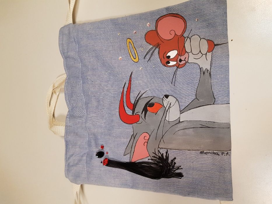 Worko plecak jeansowy ręcznie malowany