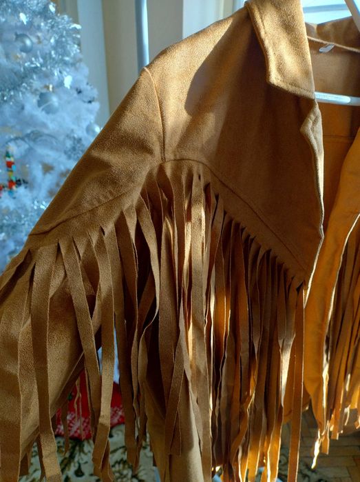 Marynarka kurtka zamszowa z frędzlami