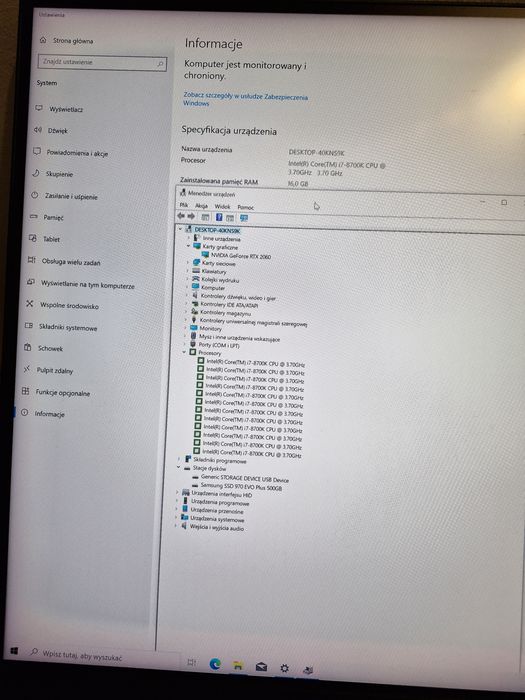 Komputer do Gier ^ i7 8gen^ RTX 2060^ 16GB^ 500GB SSD  M2