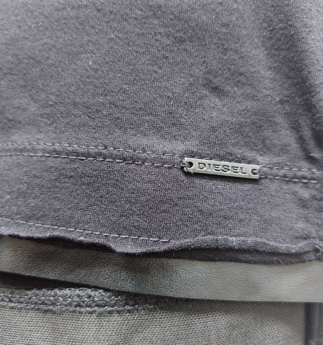 Diesel nowa koszulka polo męska obszyta skórą naturalna r. L