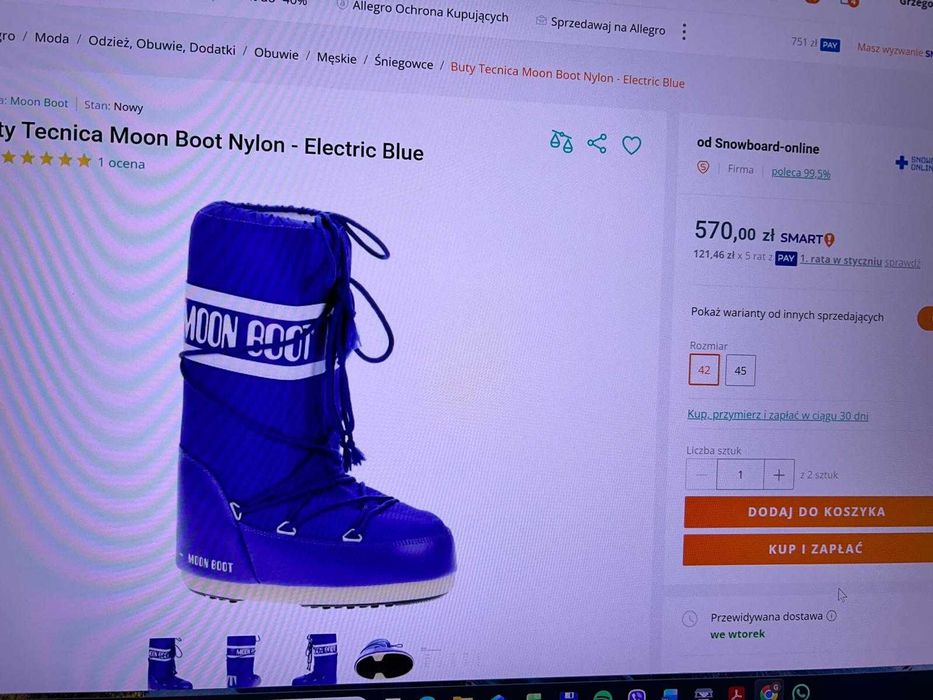 Moon Boot Nylon - Electric Blue 42
