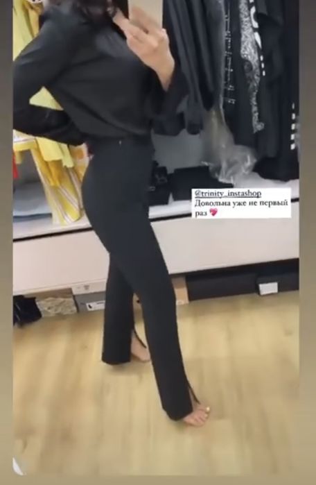 Брюки чорні з розрізами trinity instashop