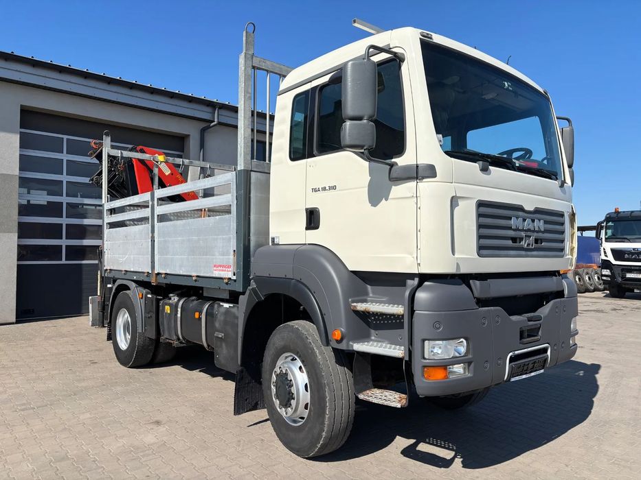 MAN TGA 18.310 4x4 stały napęd z PALFINGER PK16502 i wyciągarką hydrauliczną , pojazd do energetyki, stojak na słupy , terenowy, do wiertnicy, do studni, do gaząciągów ,  MAN TGA (TGS) 18.310 z HDS Palfinger 16502 , wciągarka 4x4