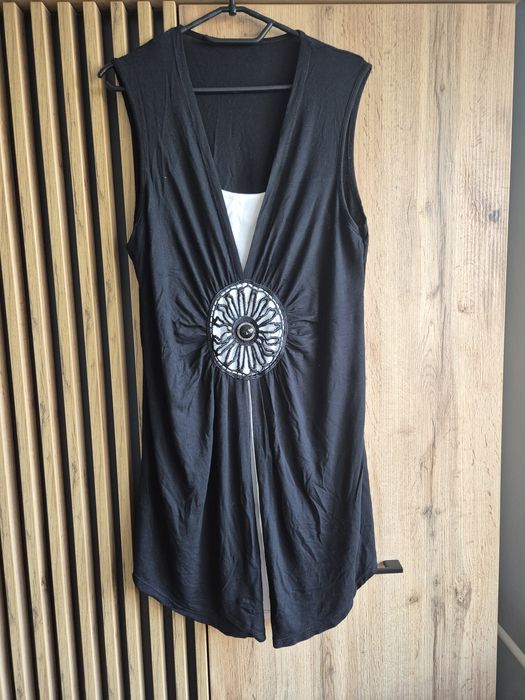 Czarno biała tunika z tureckim wzorem rozmiar M