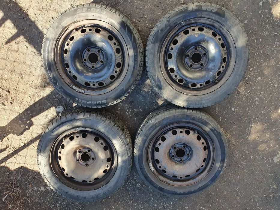 VW AG R15 4x KOŁO 5x100 195/55/R15 KOMPLET 4 KÓŁ ORYGINALNE FELGI 15 6J ET43 6Q0601027B