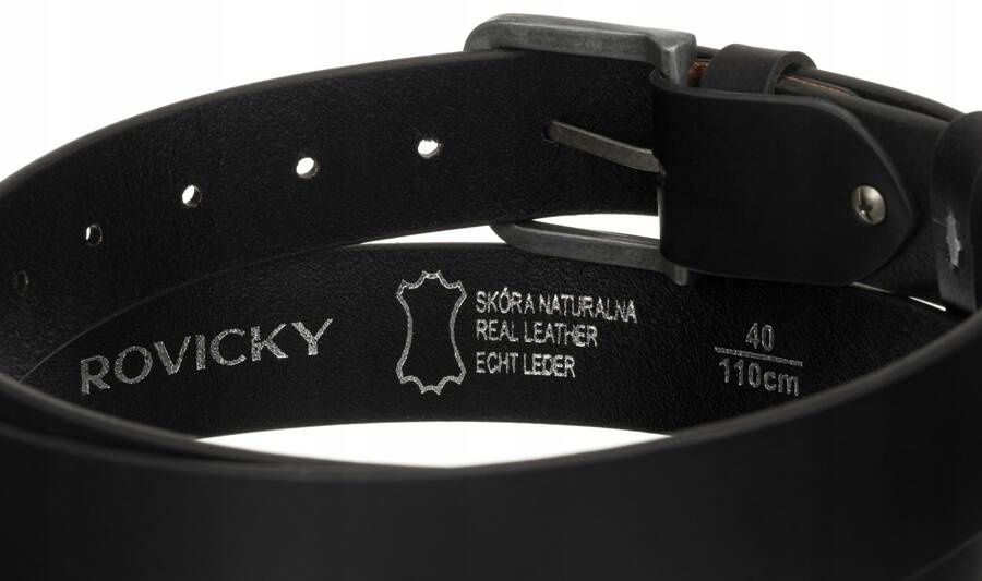 skórzany pasek męski z klasyczną klamrą - rovicky 115
