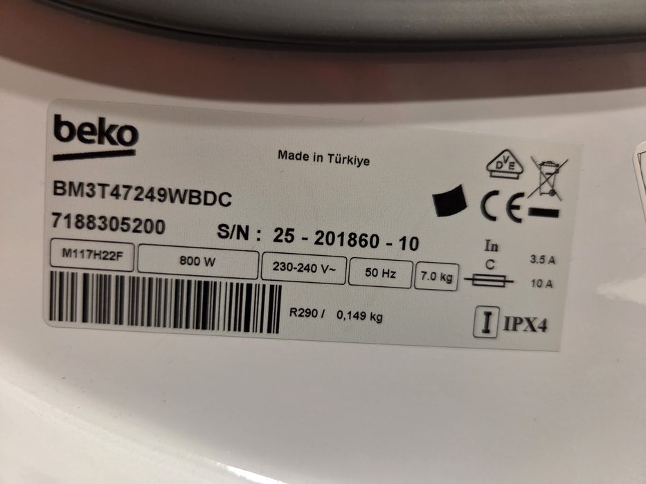 Drzwi do suszarki Beko b300 BM3T47249WBDC SteamCure Slim 47cm 7kg
