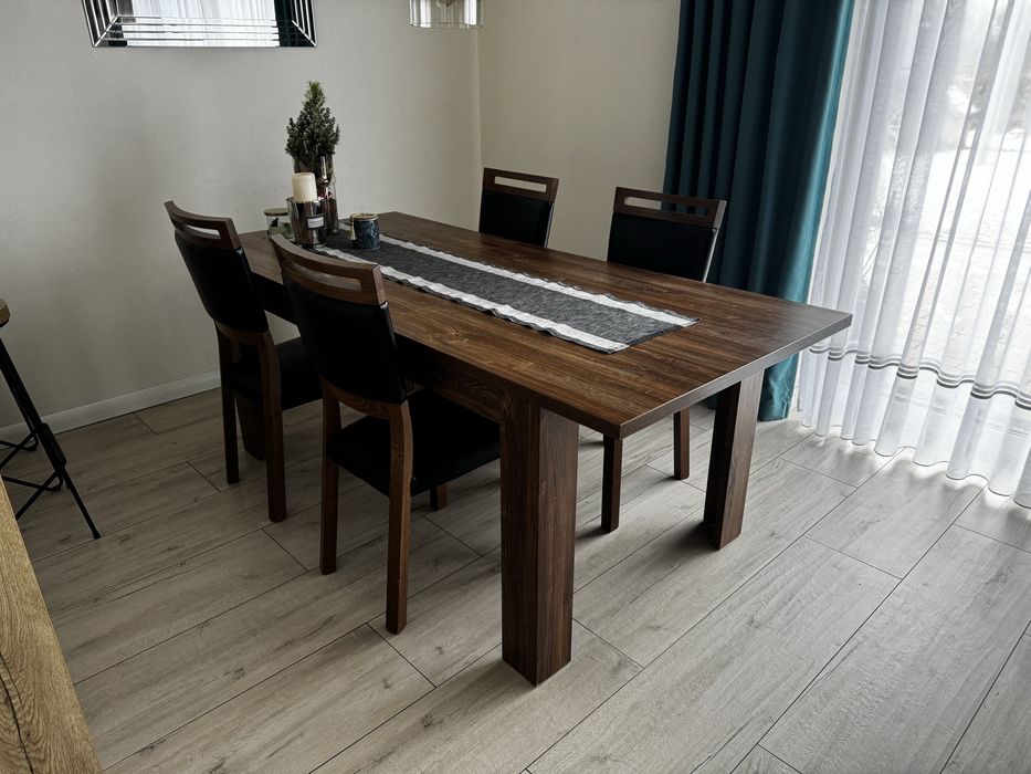 Zestaw mebli Black Red White kolekcja Gent stół krzesła witryna, RTV