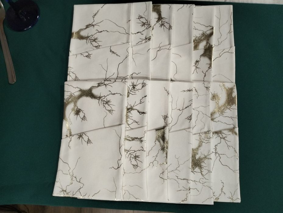 Kieszonki na sztucce bialo złote 6 szt