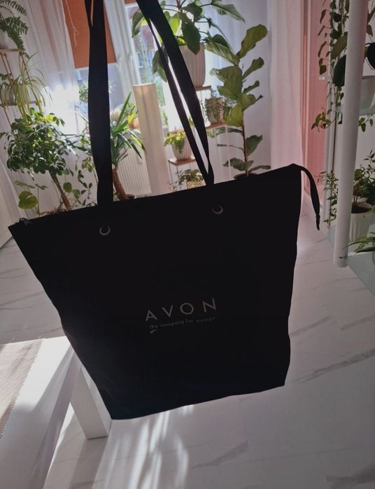 Duża torba zakupową  mocna solidna 46 x 38 czarna Avon jak nowa firmow