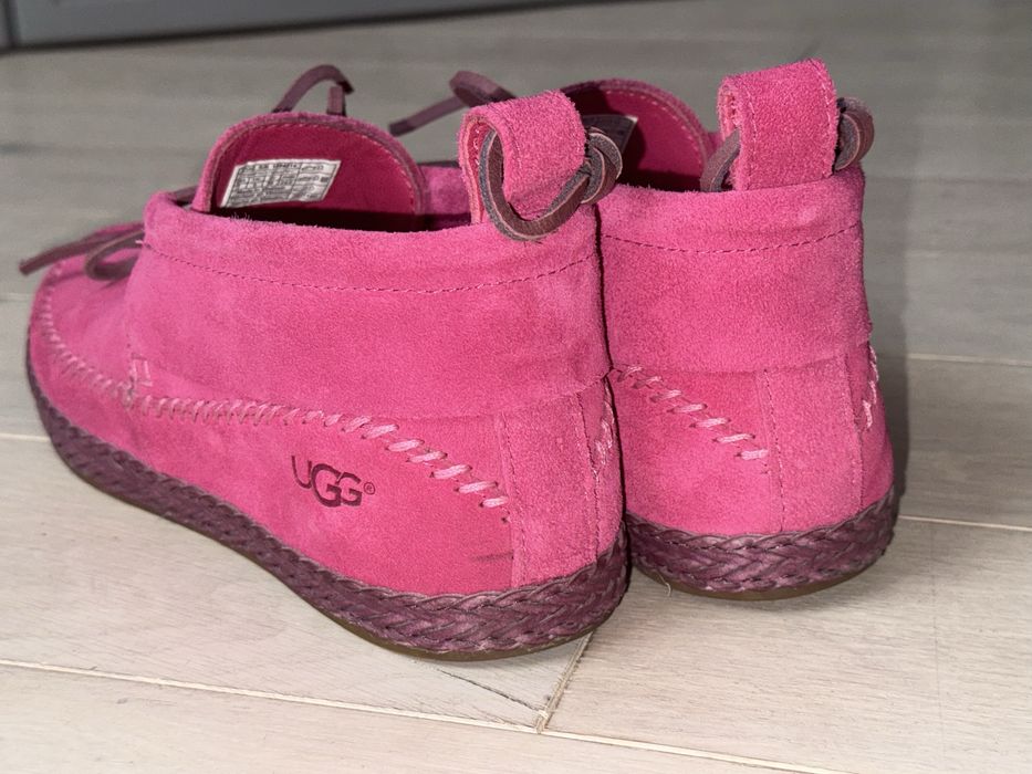 Ugg Leather Flats Shoes. Угі шкіряні рожеві, взуття жіноче