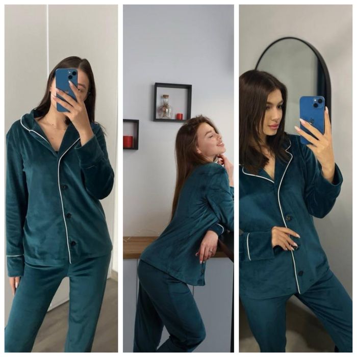 Велюрова жіноча плюшева піжама для жінок розмір S M L XL