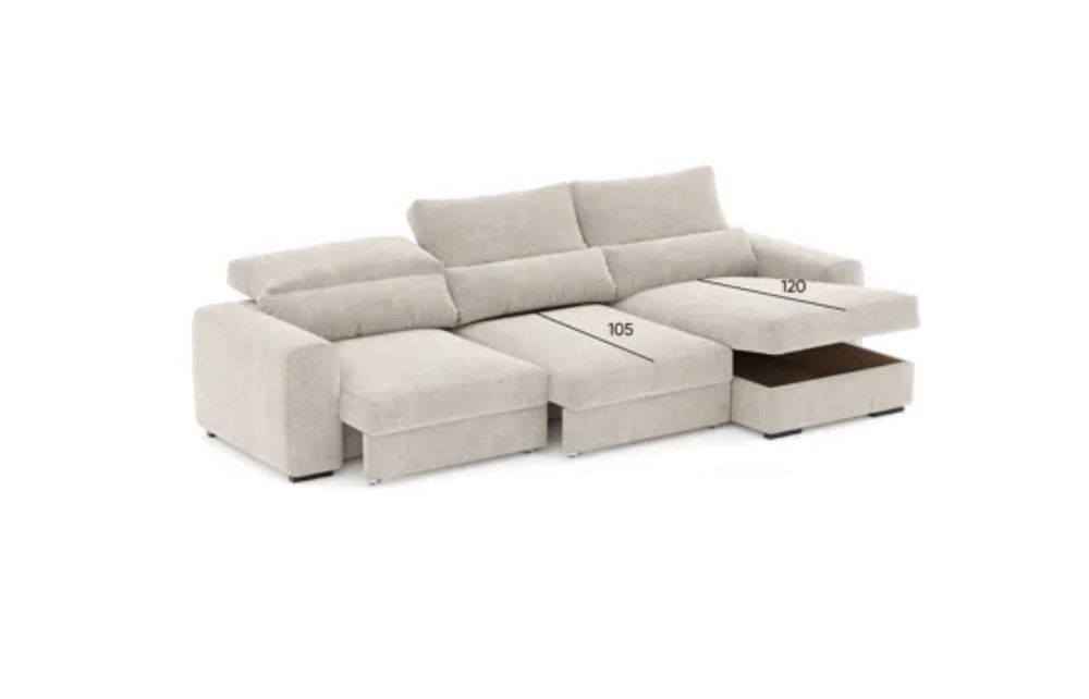 Sofá de 5 lugares chaise longue