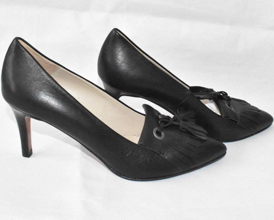 PacoGil szpilki skórzane czarne 38,5 eleganckie 7,5cm