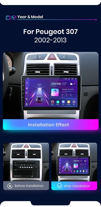 Radio nawigacja PEUGEOT 307 Android Stacja multimedialna GPS