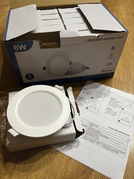 Oczko białe sufitowe podtynkowe led 6w (4szt)