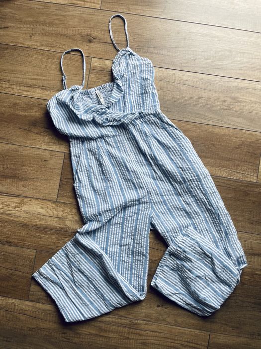 Stradivarius kombinezon s błękitny w paski elegancki
