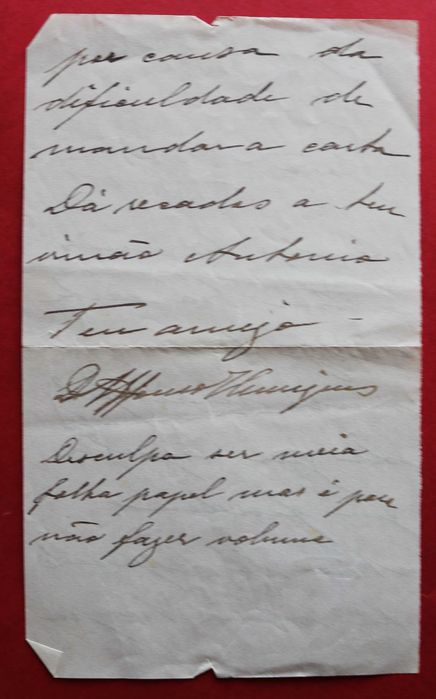 D Afonso de Bragança carta a João Vellez Caldeira 1911 Nápoles, rara