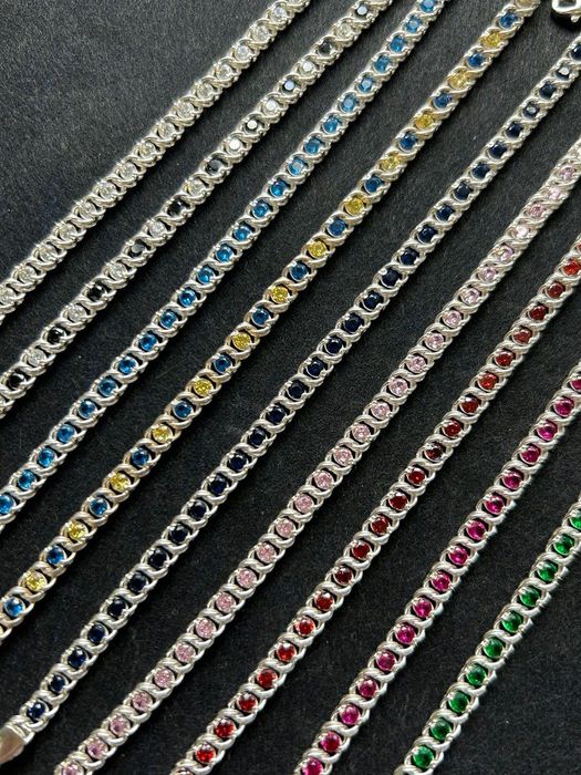 Футляр в подарок! Серебряные браслеты Арабка с цирконием,  серебро 925