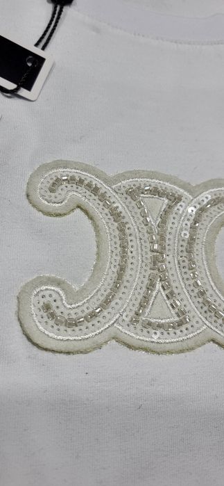 Biała jzka damska koszulka bawełna premium kryształowe logo S