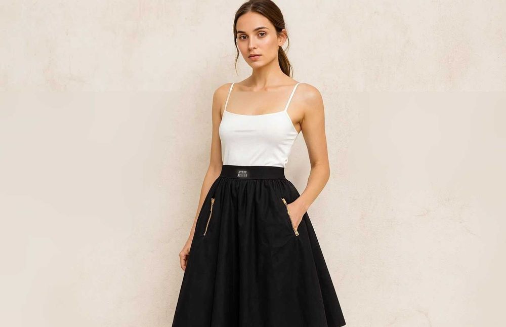 Модная женская юбка miu miu размер l ( черная)